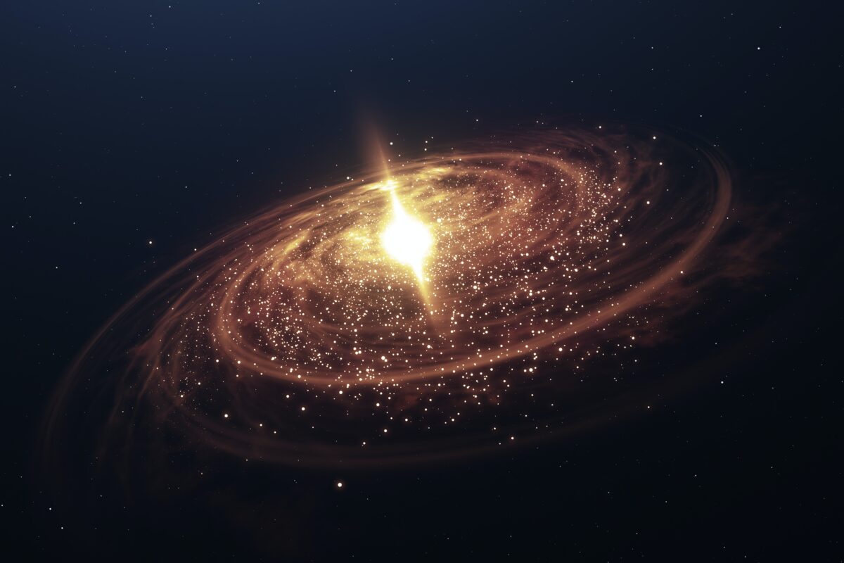 Galaxie en spirale lumineuse dans l'espace