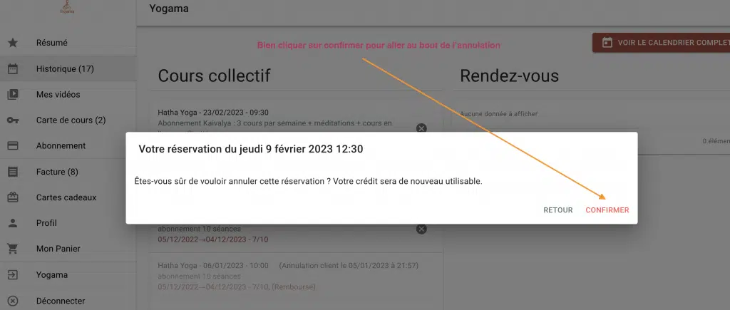 annulation confirmee