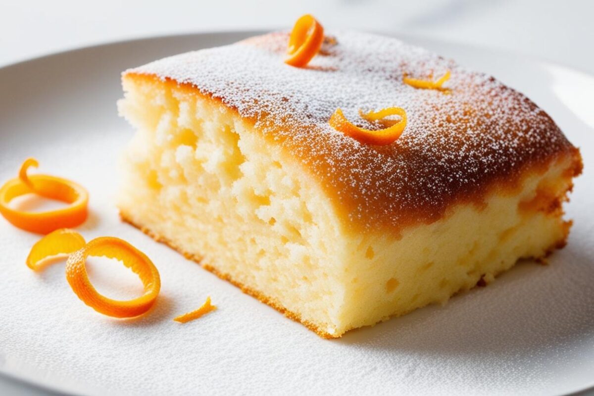 Part de cake au yaourt et à l'orange, avec des zestes d'orange